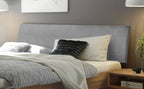 Hasena Pesaro Bett mit Polsterkopfteil – 100 x 200 cm, Fusshöhe 25 cm, MDF weiss deckend, lackiert, Pace grey