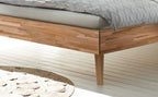 Hasena Pesaro Bett mit Polsterkopfteil – 100 x 200 cm, Fusshöhe 20 cm, Kernbuche natur, geölt, Pace sand