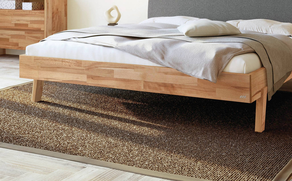 Hasena Lorenzo Bettgestell – 100 x 200 cm, Fusshöhe 25 cm, MDF weiss deckend, lackiert, Monet steel