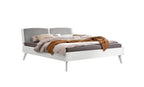 Hasena Fabro Bett mit Polsterkopfteil – 140 x 200 cm, Fusshöhe 20 cm, MDF weiss deckend, lackiert, 840-Pace light grey