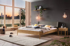 Hasena Pienza Bett mit Polsterkopfteil – 140 x 200 cm, 25 cm, Wildeiche natur, geölt