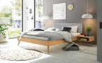 Hasena Pesaro Bett mit Polsterkopfteil – 90 x 200 cm, Fusshöhe 25 cm, Eiche bright, geölt, Pace light grey