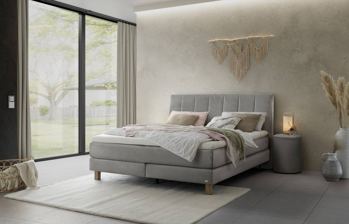 Hasena Reina Boxspringbett – 140 x 200 cm, Lovely-Top, Monet steel