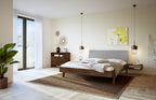 Hasena Lorenzo Bettgestell – 90 x 200 cm, Fusshöhe 25 cm, Nussbaum, geölt, Pace light grey