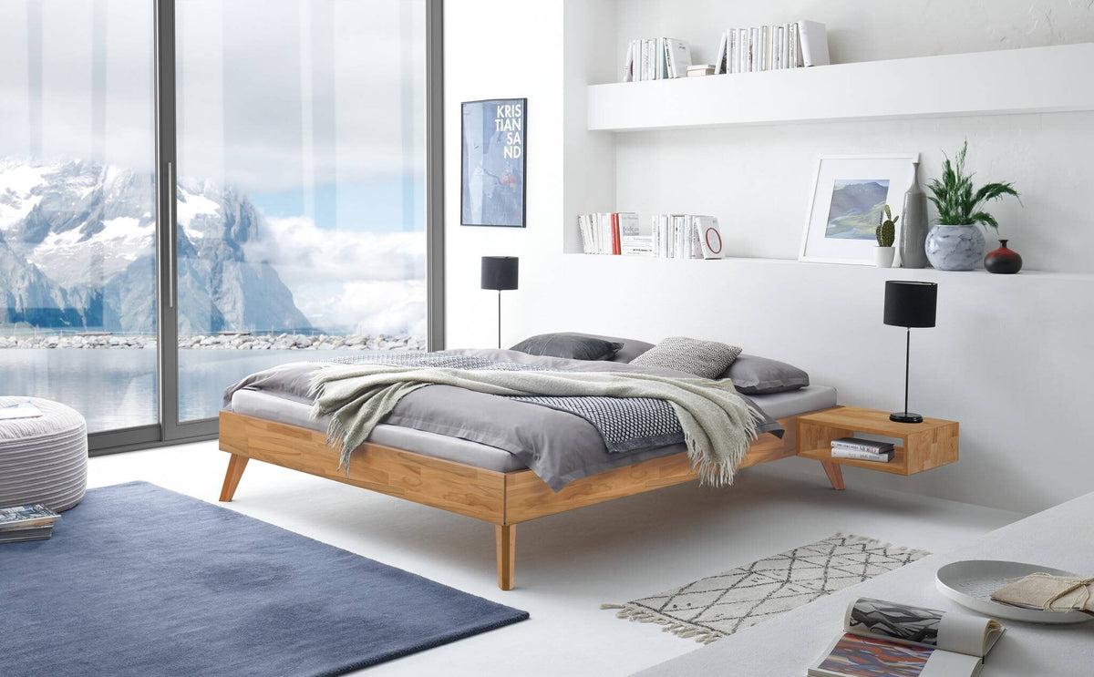 Hasena Calvari Bettgestell – 90 x 200 cm, 25 cm, Kernbuche natur, geölt