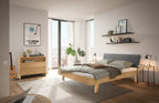 Hasena Vasto Bettgestell – 140 x 200 cm, Fusshöhe 25 cm, Eiche bright, geölt, Pace grey