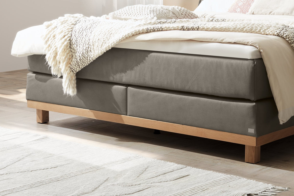 Hasena Zamora Boxspringbett – 140 x 200 cm, Elegance-Top, Pace light grey