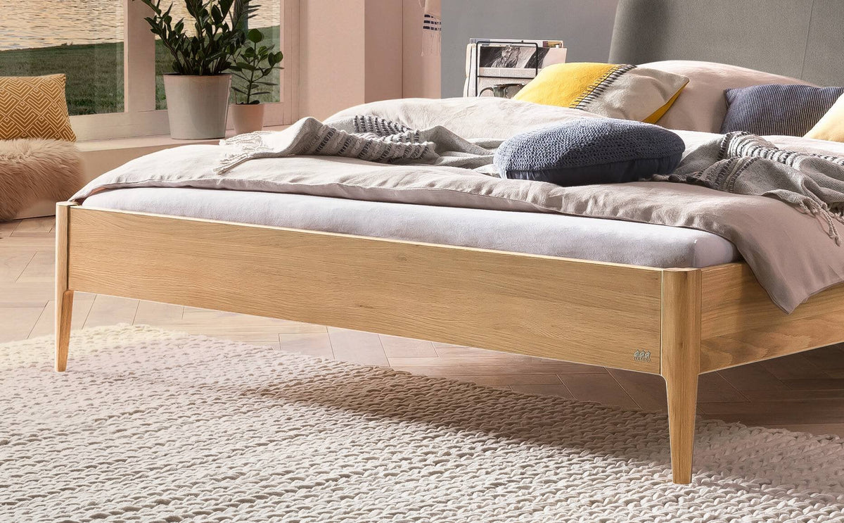 Hasena Pienza Bett mit Polsterkopfteil – 160 x 200 cm, 20 cm, Wildbuche natur, geölt