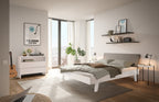 Hasena Vasto Bettgestell – 140 x 200 cm, Fusshöhe 25 cm, MDF weiss deckend, lackiert, Monet steel
