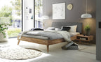 Hasena Pesaro Bett mit Polsterkopfteil – 90 x 200 cm, Fusshöhe 25 cm, Kernbuche natur, geölt, Pace grey