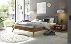 Hasena Pesaro Bett mit Polsterkopfteil – 90 x 200 cm, Fusshöhe 25 cm, Wildeiche natur, geölt, Pace grey