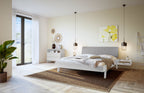 Hasena Lorenzo Bettgestell – 90 x 200 cm, Fusshöhe 25 cm, MDF weiss deckend, lackiert, Pace light grey