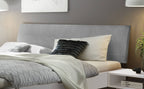Hasena Pesaro Bett mit Polsterkopfteil – 100 x 200 cm, Fusshöhe 20 cm, MDF weiss deckend, lackiert, Pace grey
