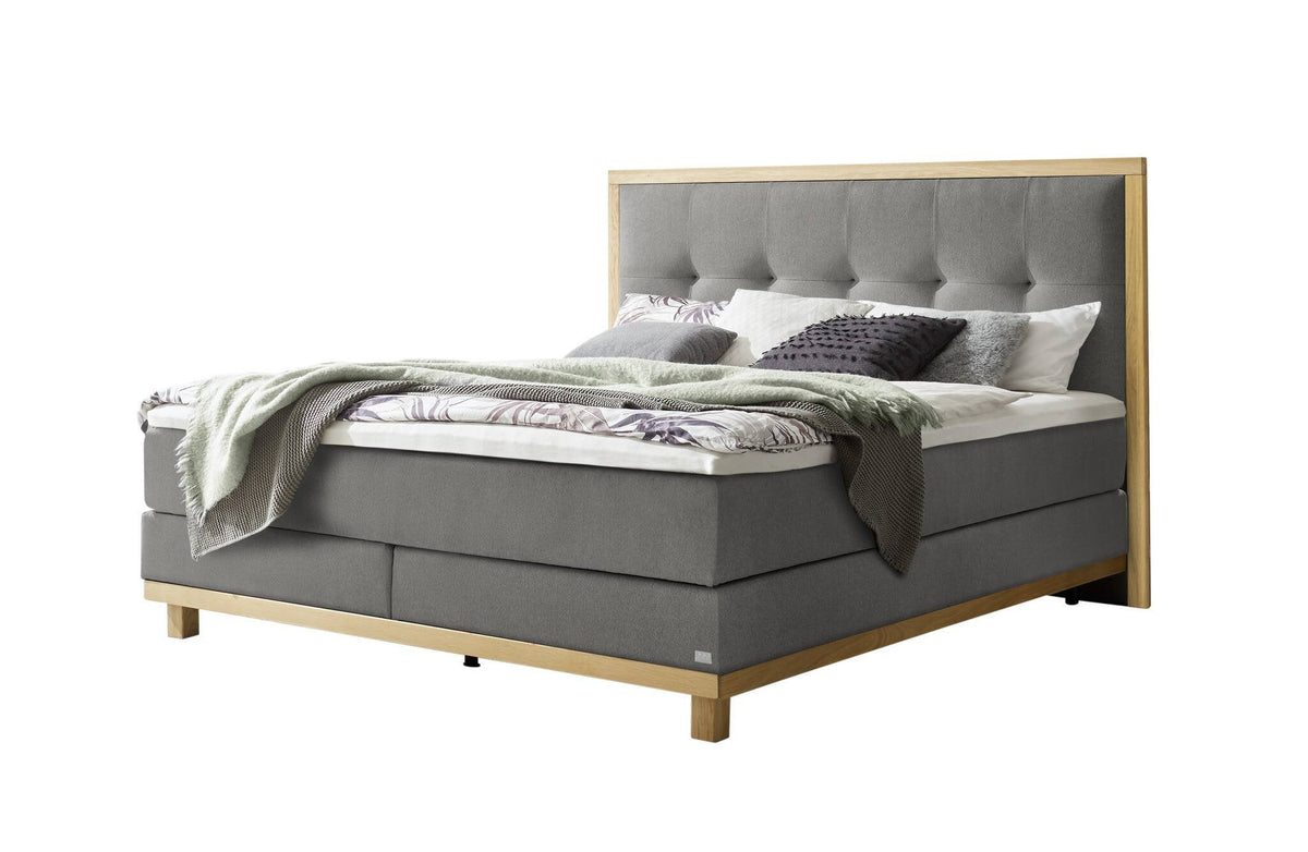 Hasena Cecilia Boxspringbett – 140 x 200 cm, Glamour-Top, Pace grey