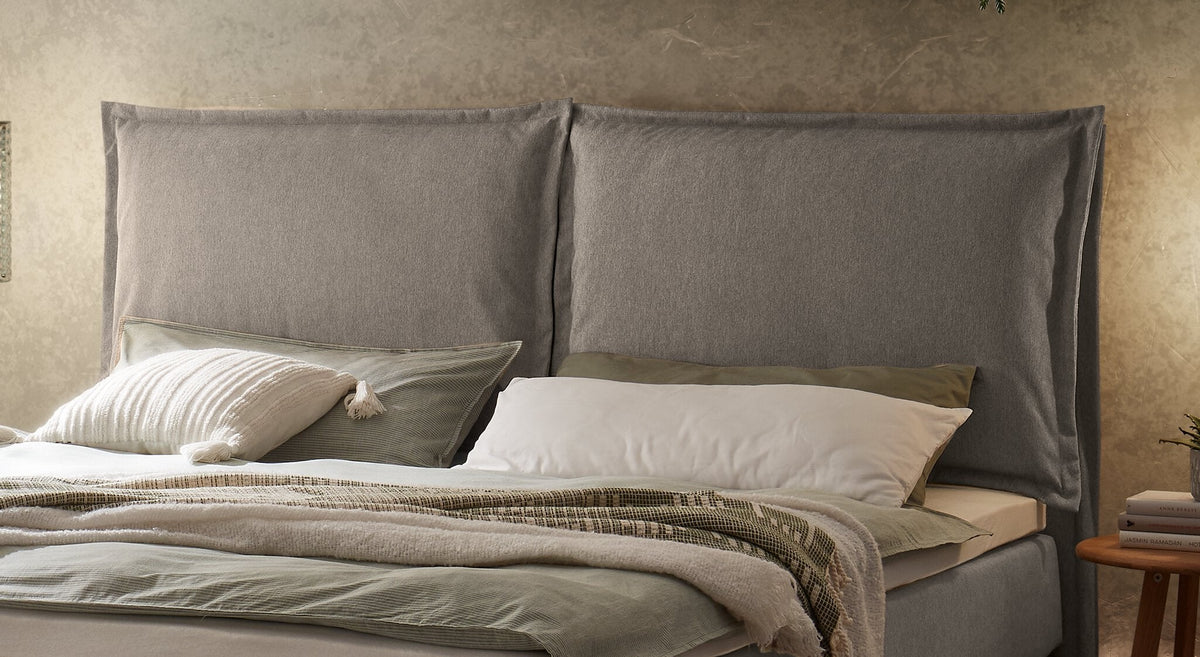 Hasena Ricarda Boxspringbett – 160 x 200 cm, Glamour-Top, Monet steel
