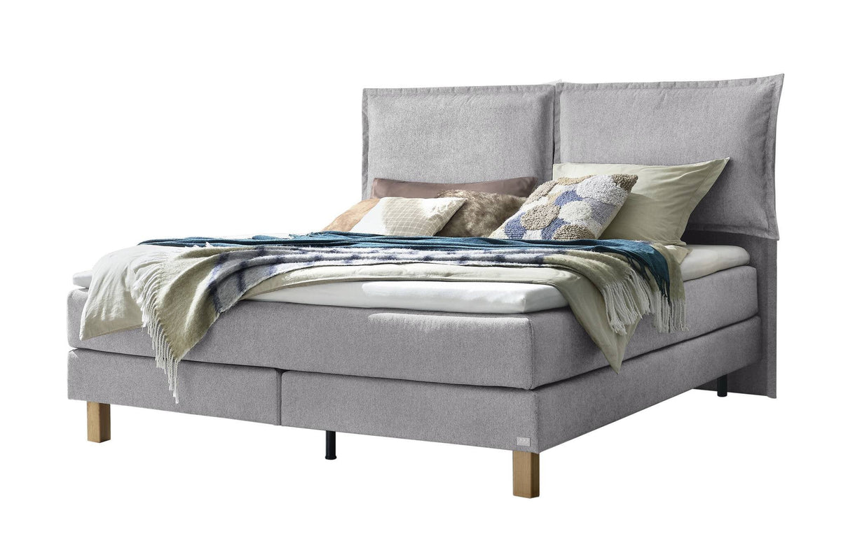 Hasena Bonita Boxspringbett – 140 x 200 cm, Glamour-Top, Pace light grey