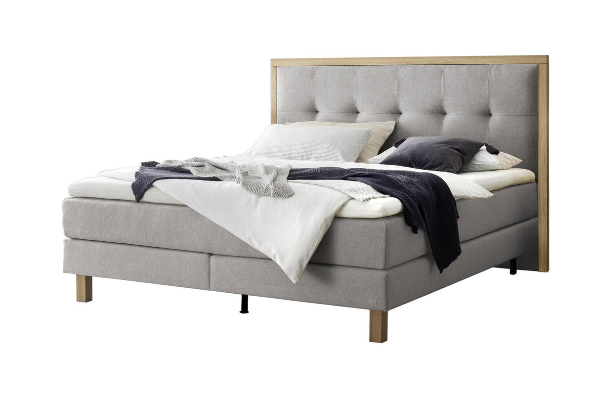 Hasena Solara Boxspringbett – 140 x 200 cm, Glamour-Top, Pace light grey