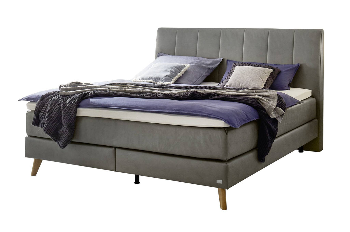 Hasena Fernanda Boxspringbett – 140 x 200 cm, Glamour-Top, Monet steel