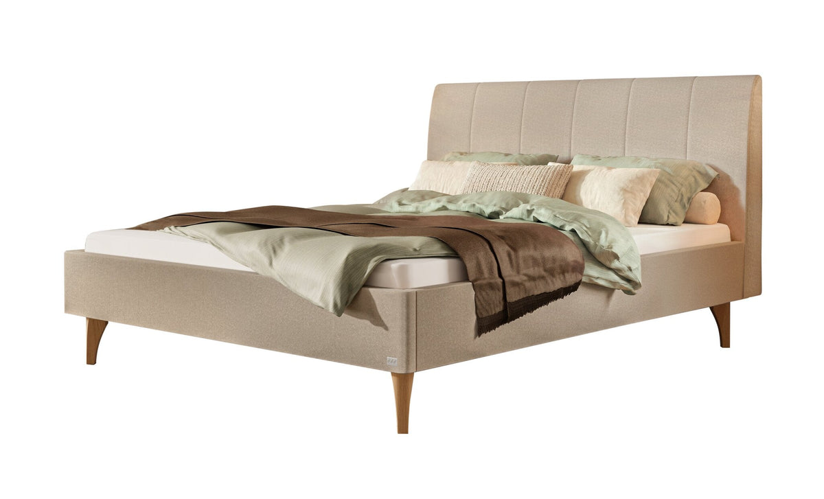Hasena Elisa Polsterbett – 140 x 200 cm, Fusshöhe 20 cm, Eiche bright, geölt, Pace sand
