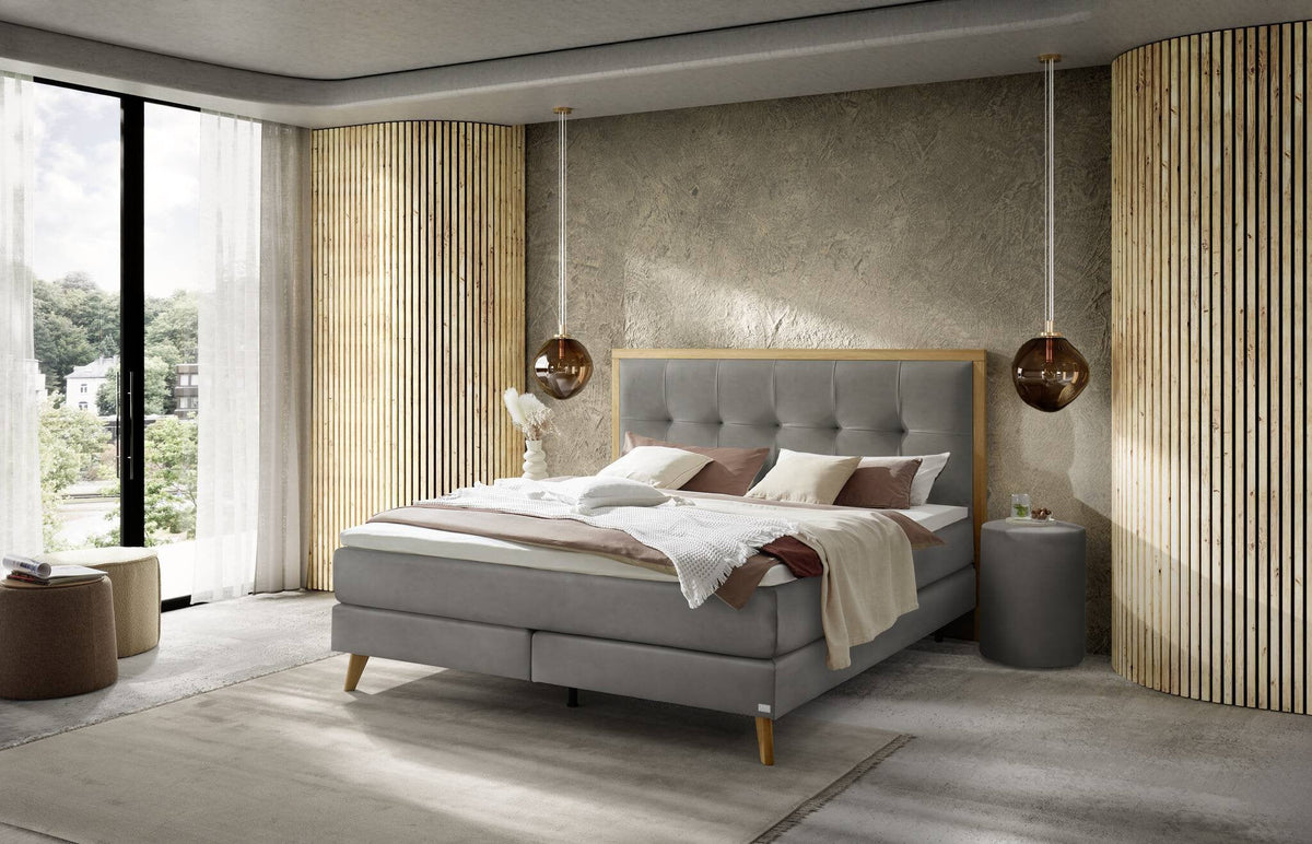 Hasena Marisol Boxspringbett – 140 x 200 cm, Lovely-Top, Monet steel