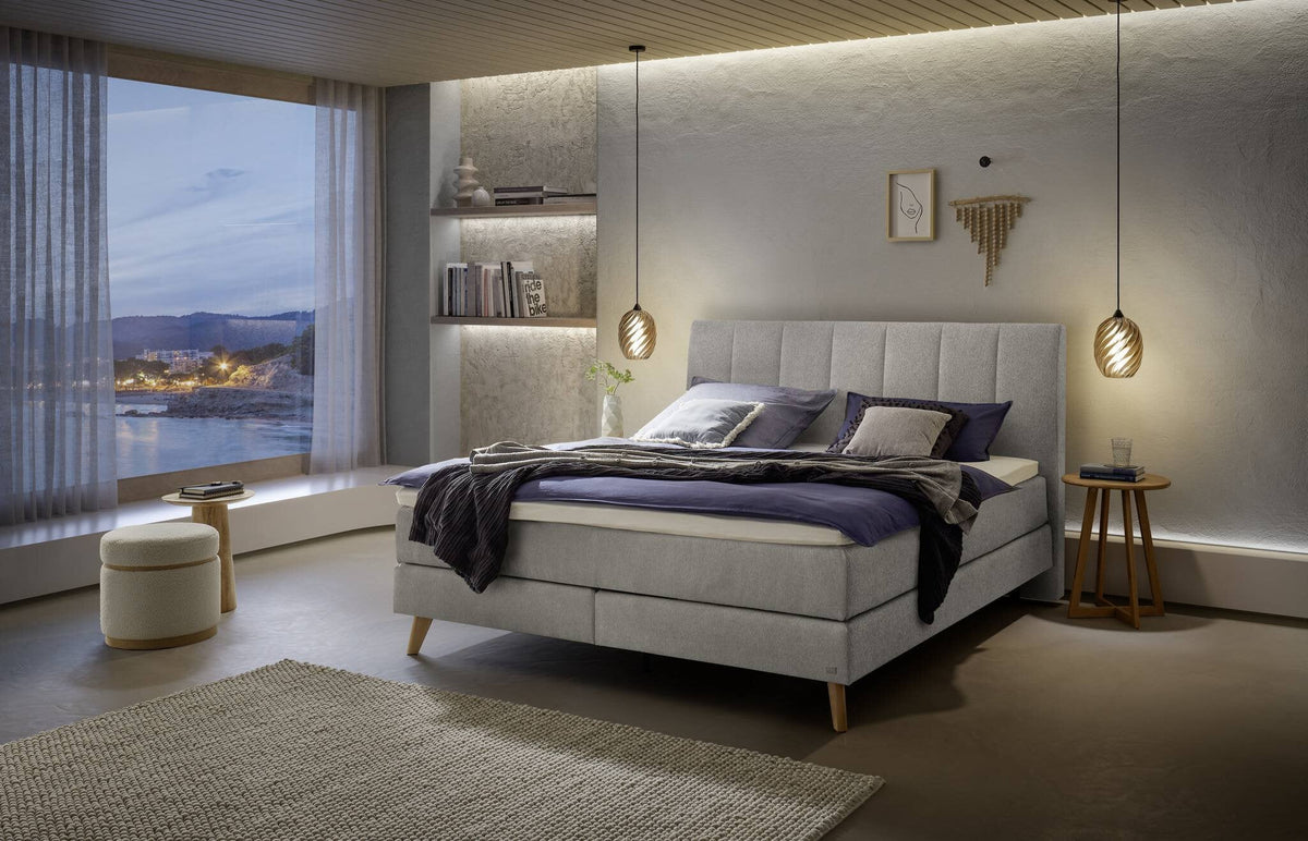 Hasena Fernanda Boxspringbett – 140 x 200 cm, Lovely-Top, Pace light grey