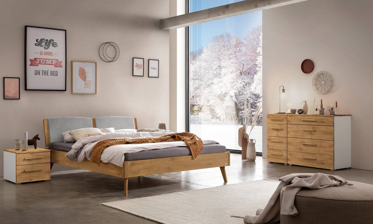 Hasena Comfy Polsterkopfteil – 160 cm, Nussbaum, geölt, 841-Pace grey