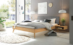 Hasena Pesaro Bett mit Polsterkopfteil – 90 x 200 cm, Fusshöhe 25 cm, Eiche bright, geölt, Pace grey