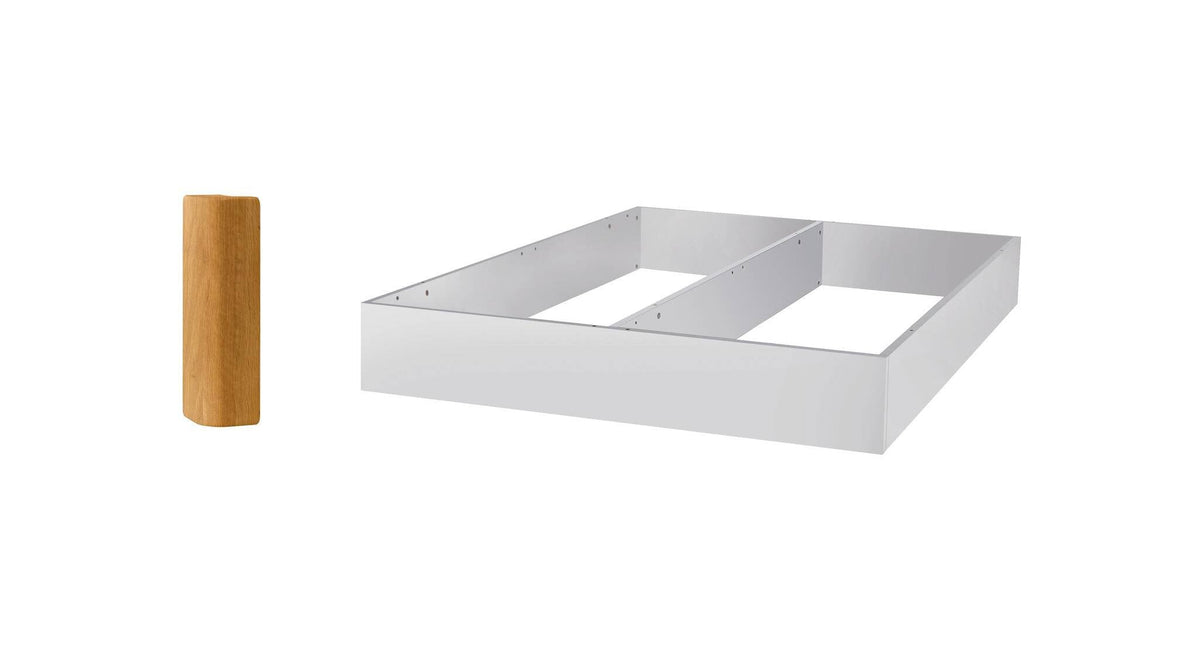 Hasena Practico-Rono Box 25 Bettschublade – 140 x 200 cm, 1 sektorig, Weiss, Wildeiche natur, geölt