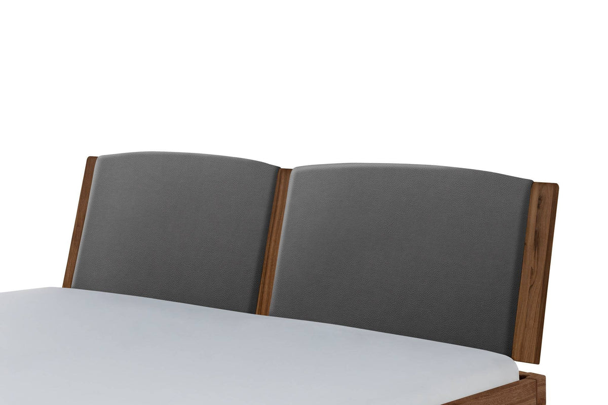Hasena Comfy Polsterkopfteil – 140 cm, Nussbaum, geölt, 835-Monet steel