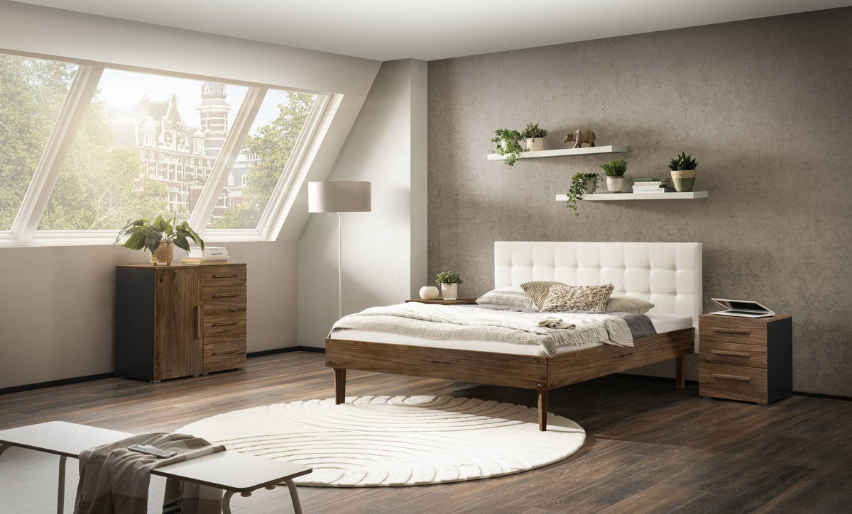 Hasena Bergamo 18/3S Bettrahmen Massivholz – 160 x 200 cm, Nussbaum, geölt
