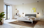 Hasena Lorenzo Bettgestell – 90 x 200 cm, Fusshöhe 25 cm, MDF weiss deckend, lackiert, Monet steel