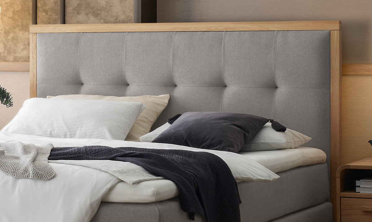 Hasena Solara Boxspringbett – 140 x 200 cm, Elegance-Top, Pace grey