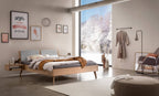 Hasena Fabro Bett mit Polsterkopfteil – 160 x 200 cm, Fusshöhe 20 cm, Wildbuche natur, geölt, 840-Pace light grey