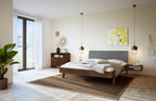 Hasena Lorenzo Bettgestell – 90 x 200 cm, Fusshöhe 25 cm, Nussbaum, geölt, Pace grey