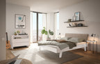 Hasena Vasto Bettgestell – 140 x 200 cm, Fusshöhe 25 cm, MDF weiss deckend, lackiert, Pace sand