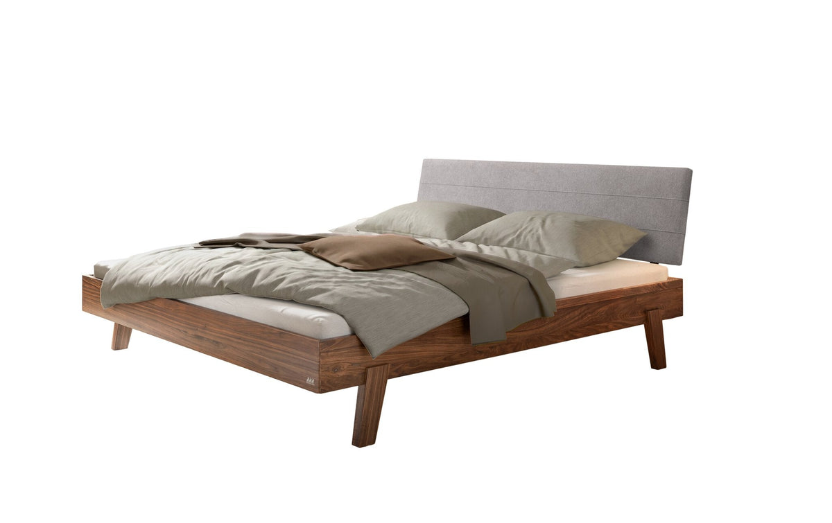 Hasena Vasto Bettgestell – 140 x 200 cm, Fusshöhe 20 cm, Nussbaum, geölt, Pace light grey