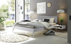 Hasena Pesaro Bett mit Polsterkopfteil – 90 x 200 cm, Fusshöhe 25 cm, MDF weiss deckend, lackiert, Pace light grey