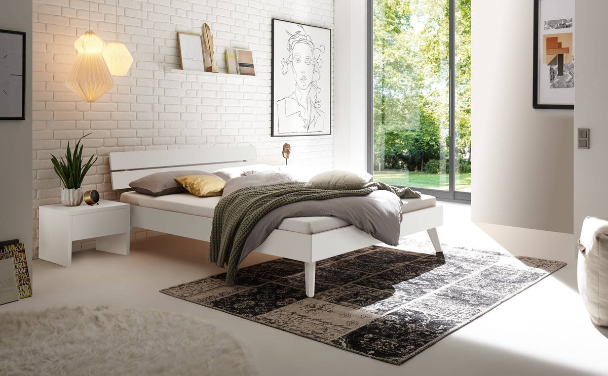 Hasena Ortona Bettgestell – 90 x 200 cm, 25 cm, MDF weiss deckend, lackiert