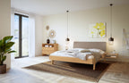 Hasena Lorenzo Bettgestell – 90 x 200 cm, Fusshöhe 25 cm, Eiche bright, geölt, Pace sand