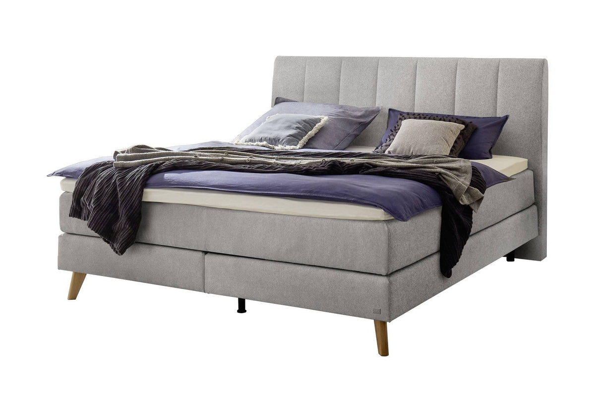 Hasena Fernanda Boxspringbett – 140 x 200 cm, Glamour-Top, Pace light grey