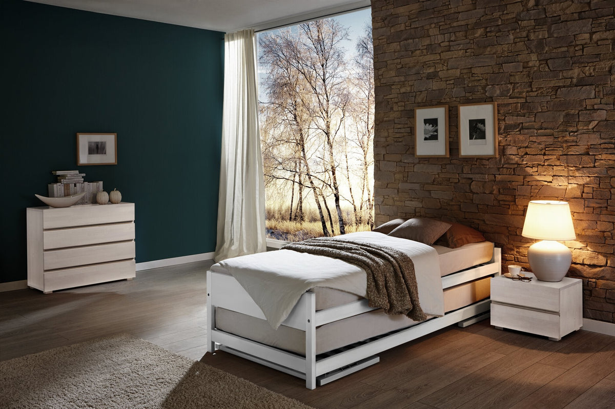 Hasena Lido Unterbett Gästebett – Flex K, MDF weiss deckend, lackiert