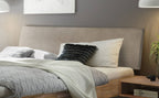 Hasena Pesaro Bett mit Polsterkopfteil – 100 x 200 cm, Fusshöhe 20 cm, Nussbaum, geölt, Pace grey